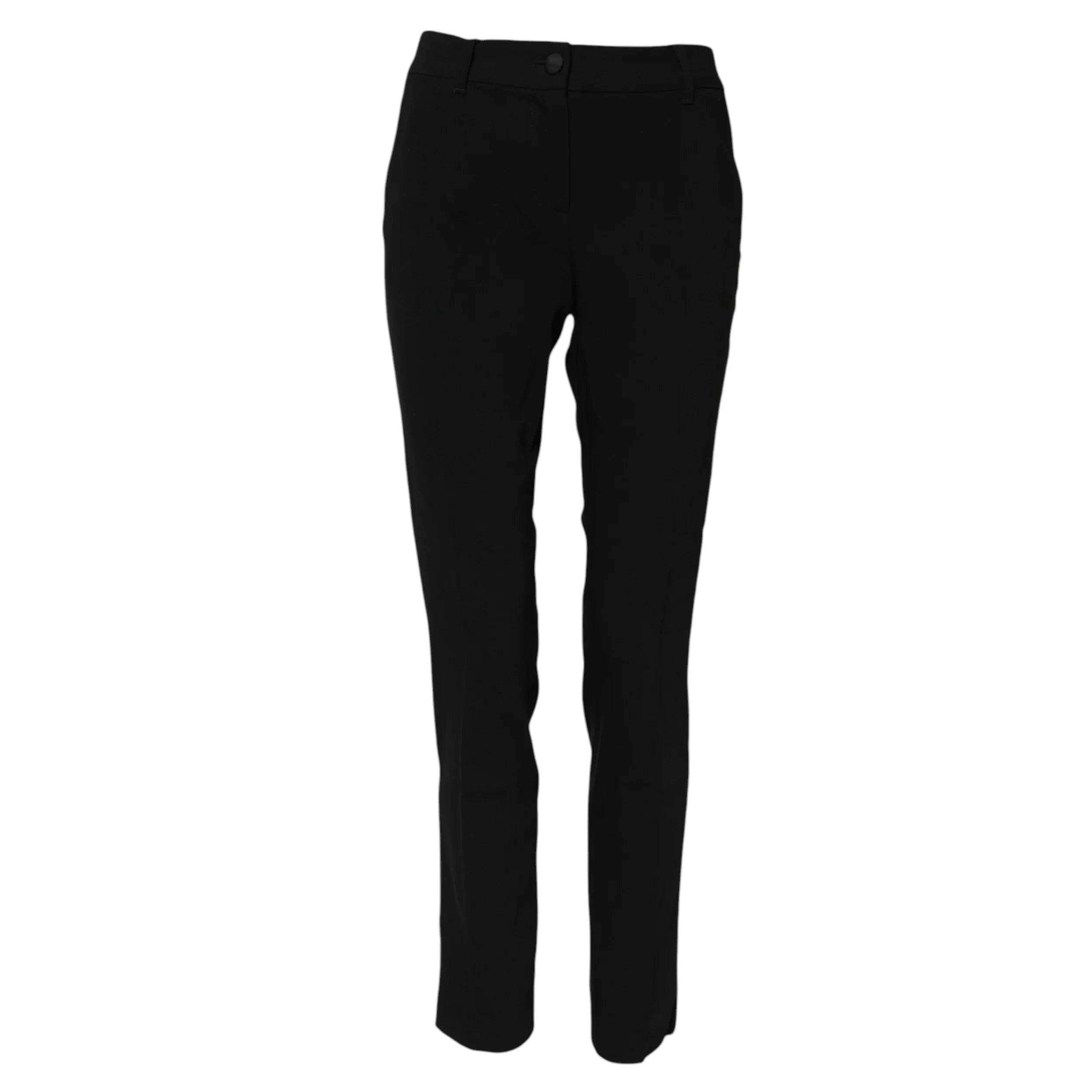 Dolce & Gabbana Black Wool Mid Waisted Tapered Dress Pants - Zeiniez