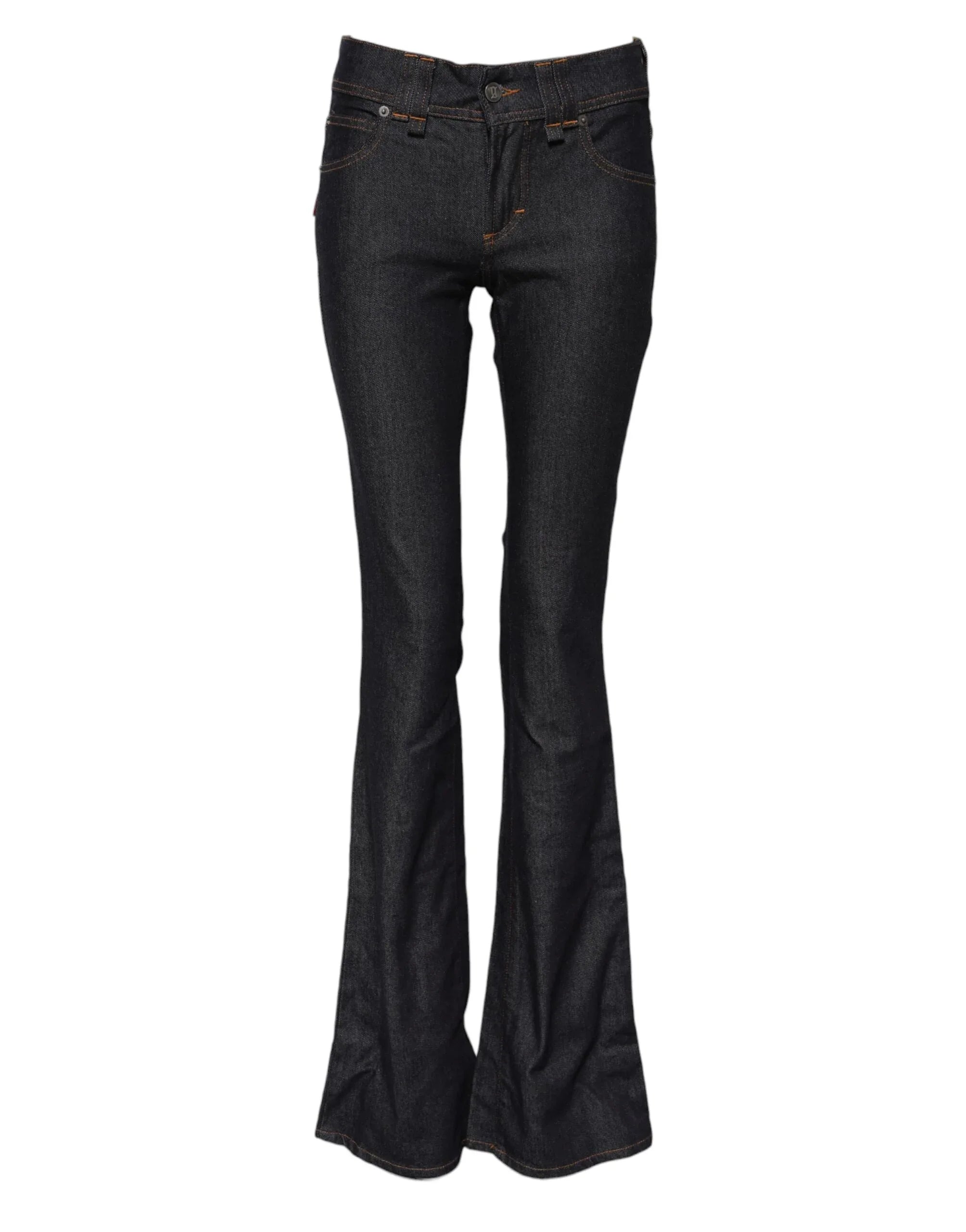 John Galliano Blue Mid Waist Cotton Wide Leg Denim Jeans - Zeiniez