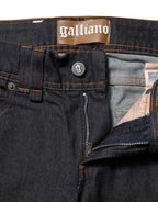 John Galliano Blue Mid Waist Cotton Wide Leg Denim Jeans - Zeiniez