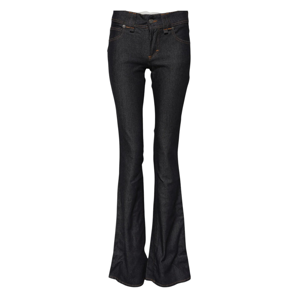 John Galliano Blue Mid Waist Cotton Wide Leg Denim Jeans - Zeiniez
