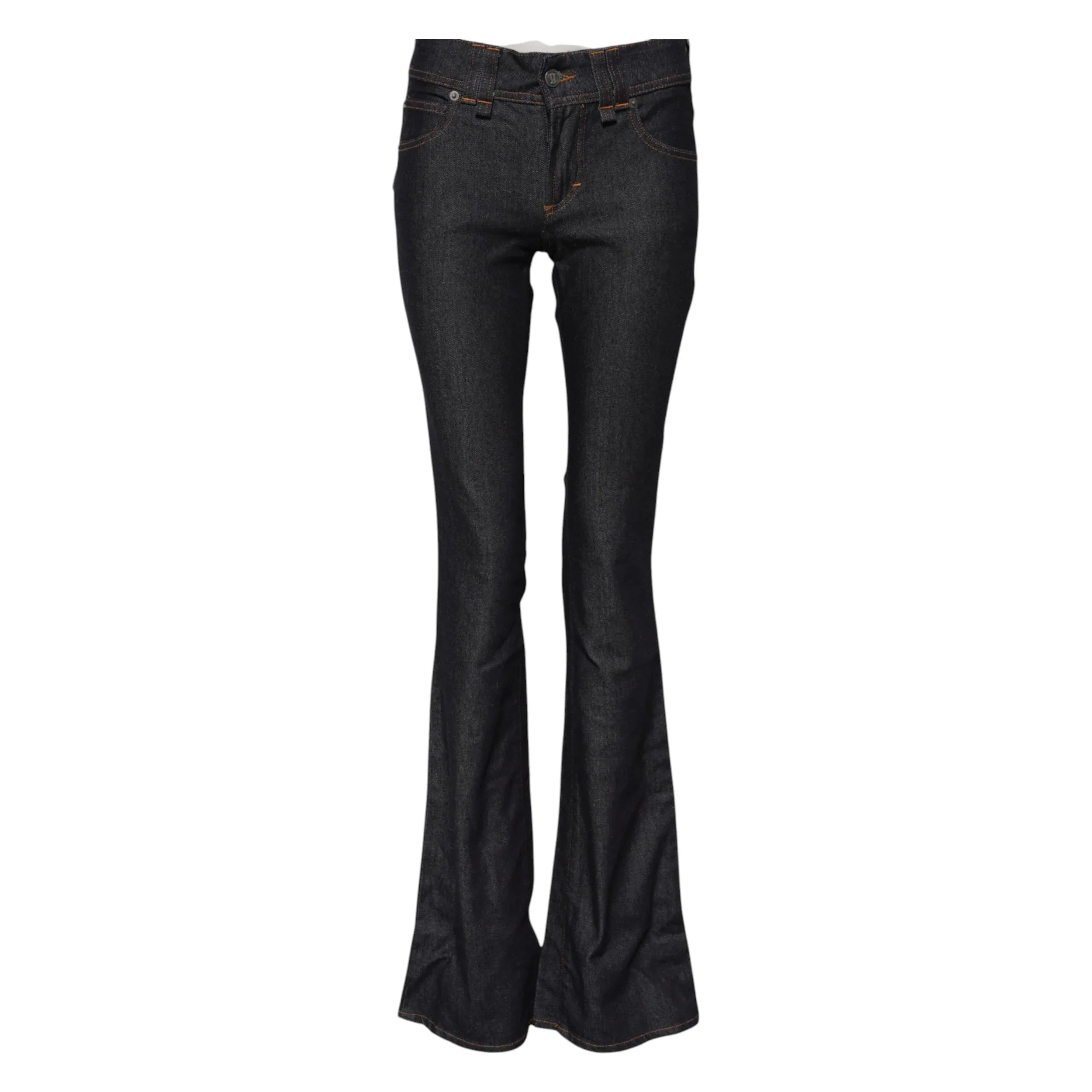 John Galliano Blue Mid Waist Cotton Wide Leg Denim Jeans - Zeiniez