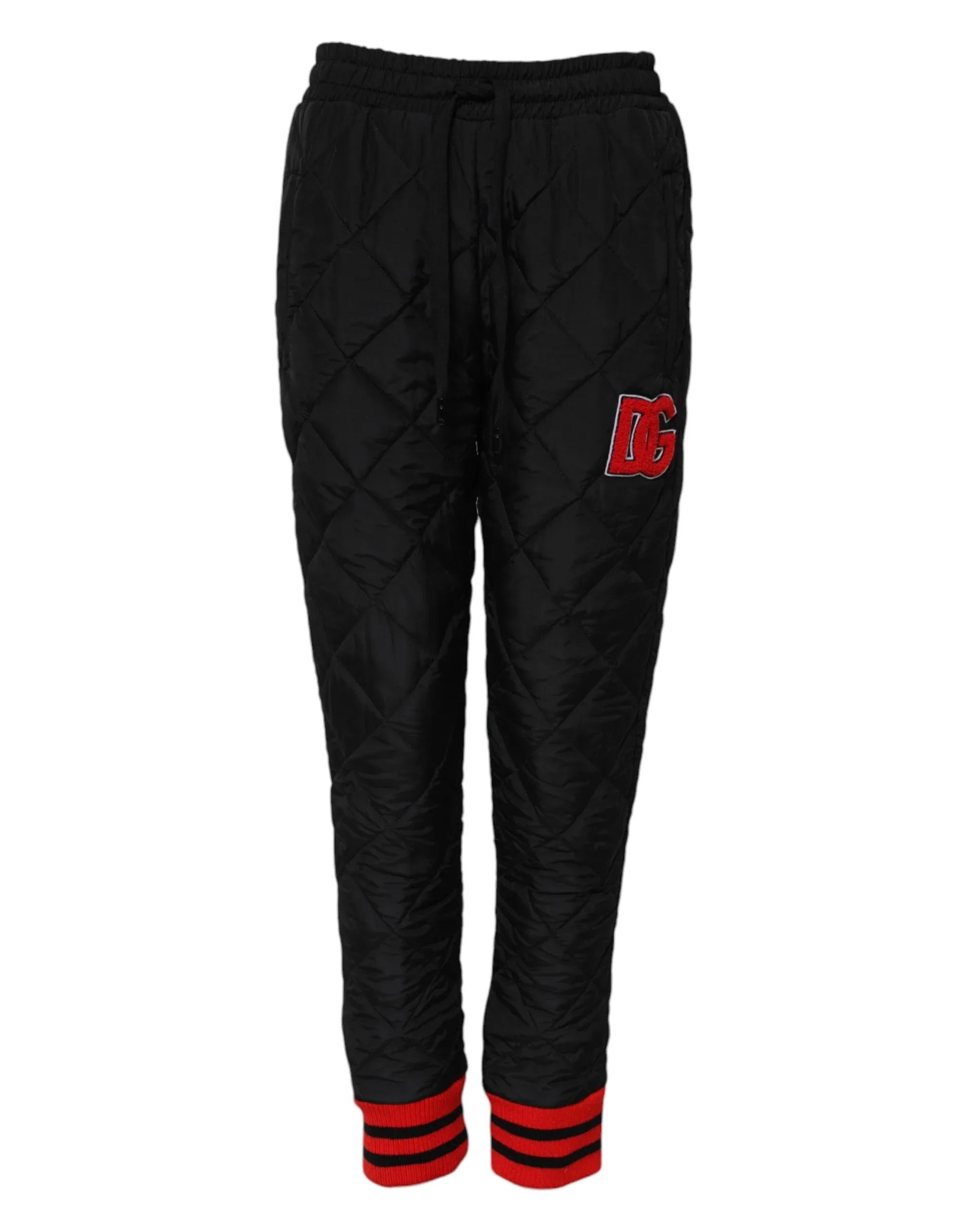 Dolce & Gabbana Black Quilted Mid Waist Jogger Pants - Zeiniez