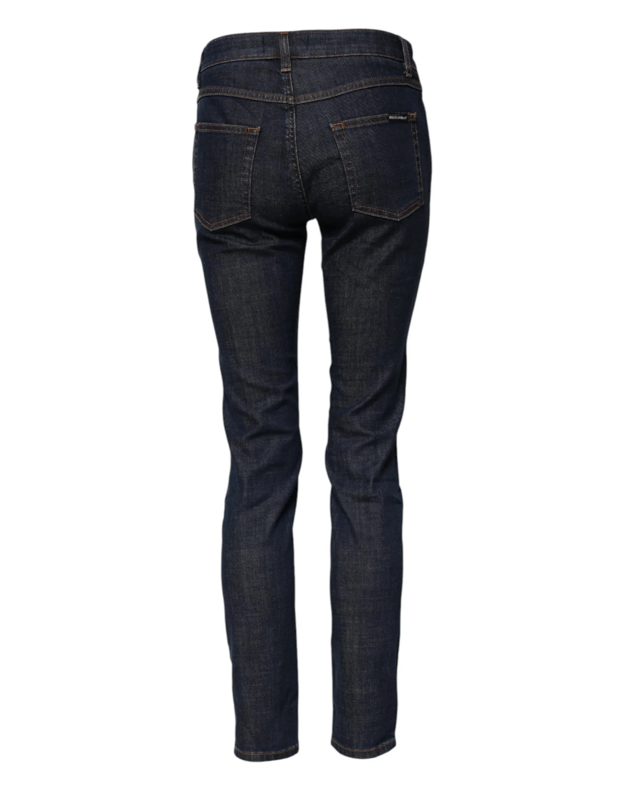 Dolce & Gabbana Blue Skinny Cotton Mid Waisted Denim Jeans - Zeiniez