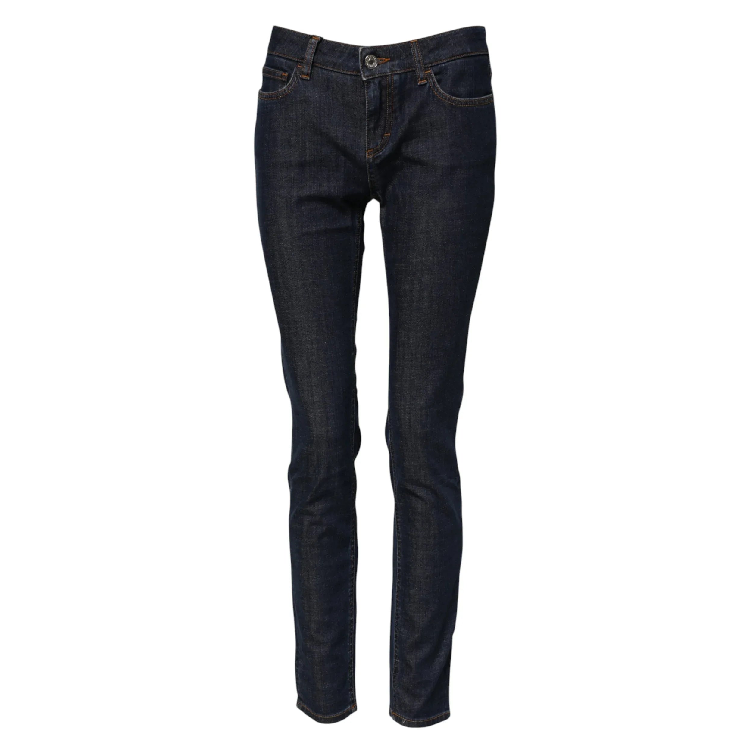 Dolce & Gabbana Blue Skinny Cotton Mid Waisted Denim Jeans - Zeiniez