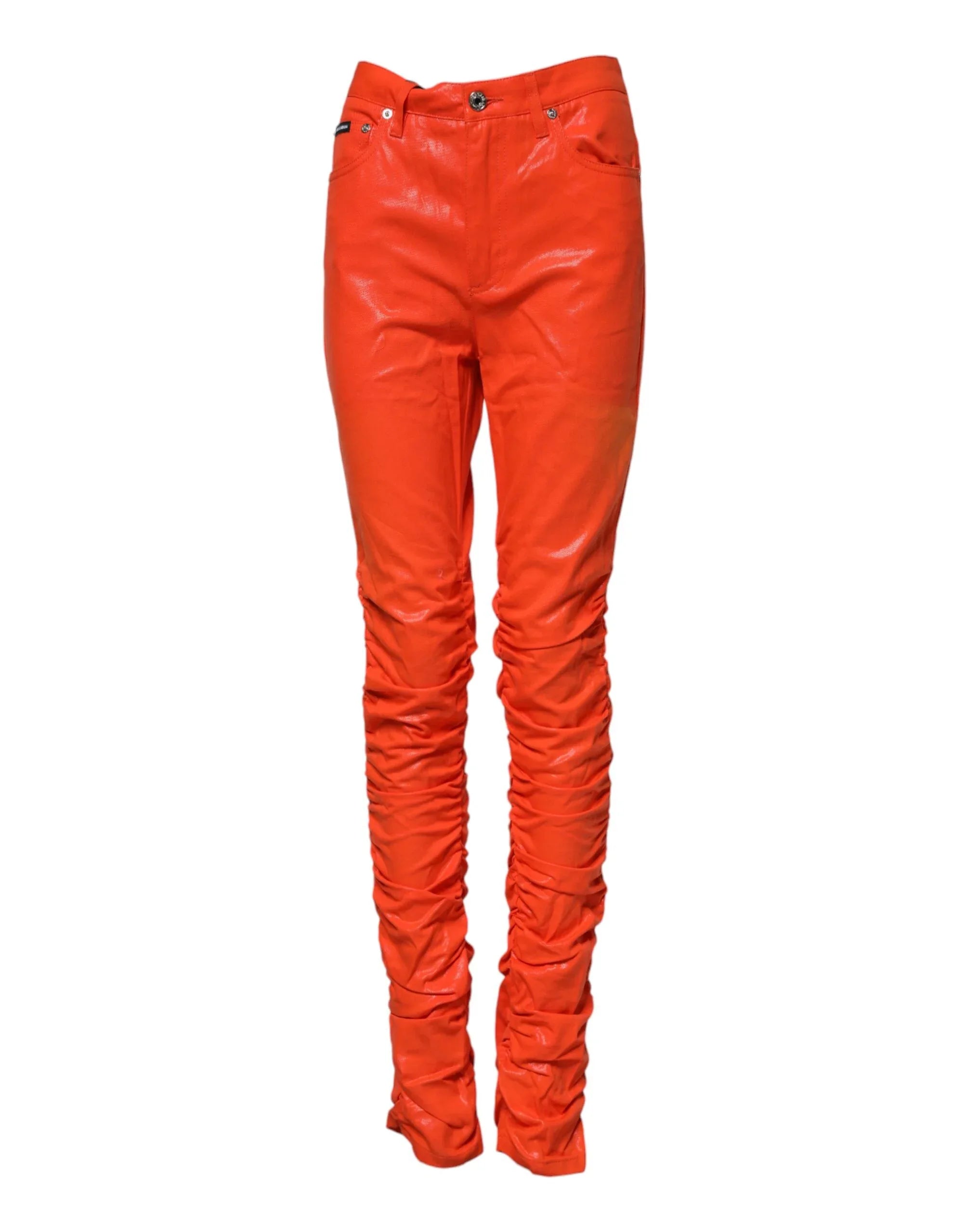 Dolce & Gabbana Orange Cotton High Waisted Denim Jeans - Zeiniez