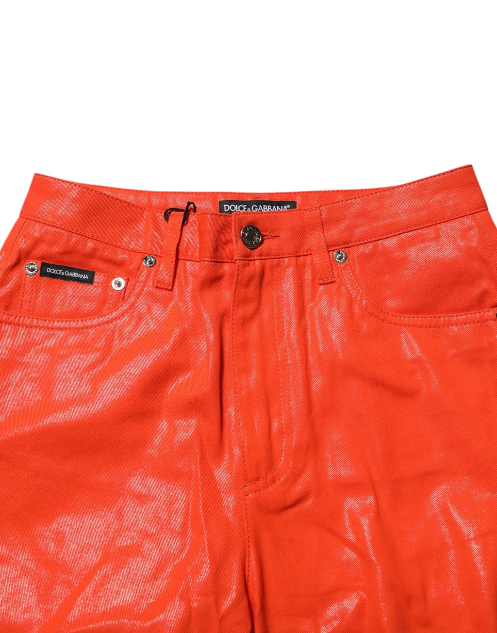 Dolce & Gabbana Orange Cotton High Waisted Denim Jeans - Zeiniez