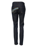 Dolce & Gabbana Blue Queen Patch AUDREY Mid Waist Denim Jeans - Zeiniez