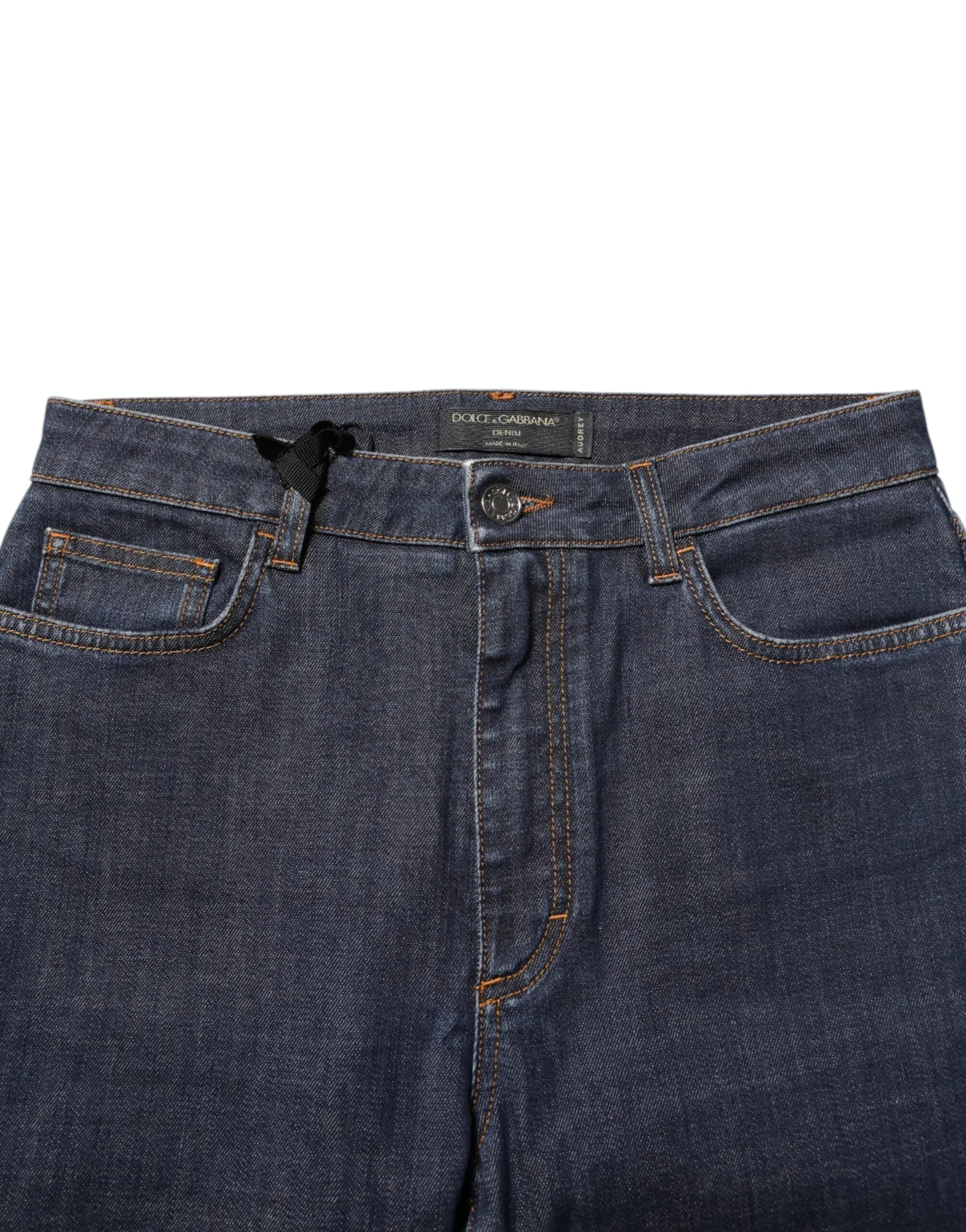 Dolce & Gabbana Blue Queen Patch AUDREY Mid Waist Denim Jeans - Zeiniez