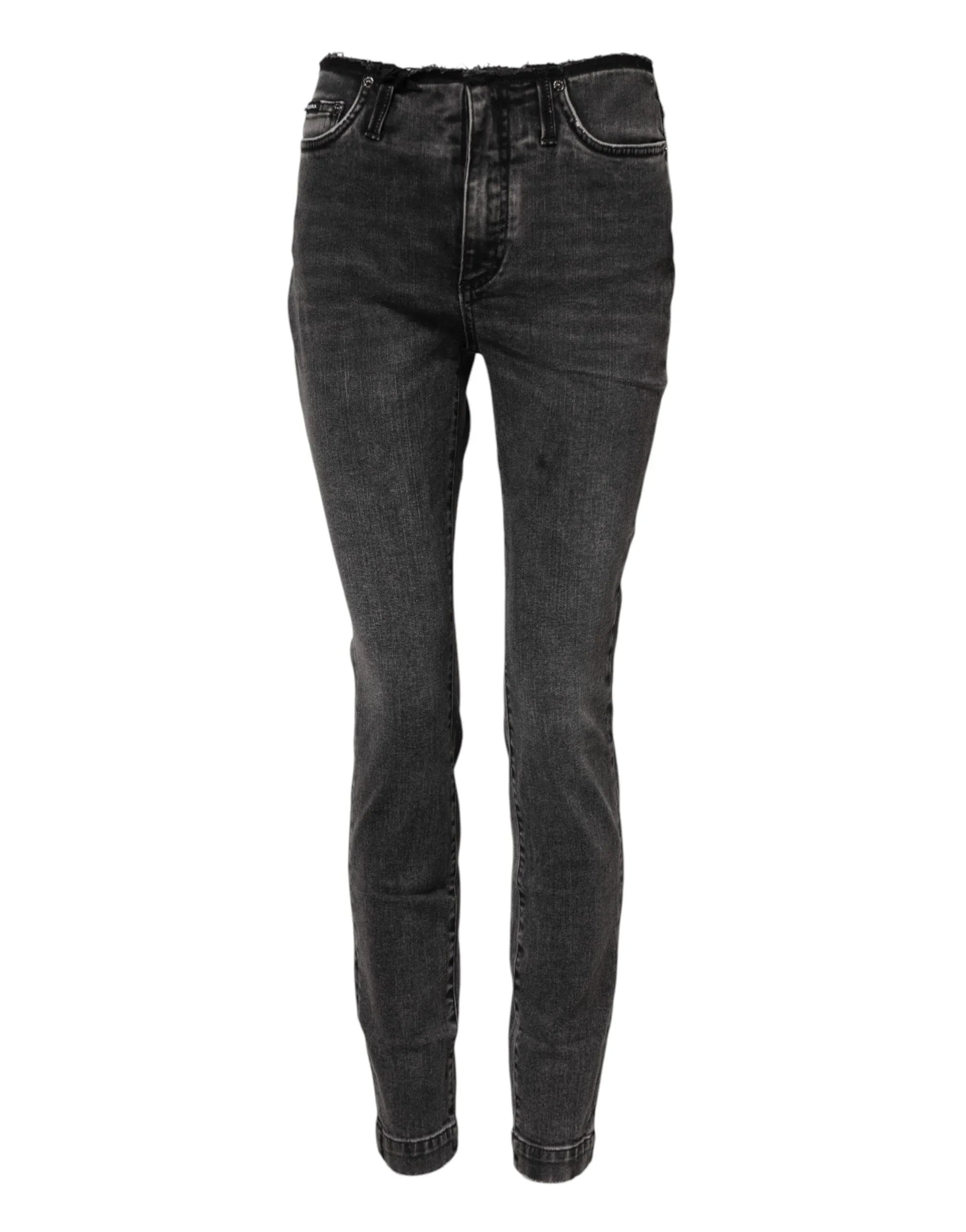 Dolce & Gabbana Gray Skinny Cotton Mid Waisted Denim Jeans - Zeiniez