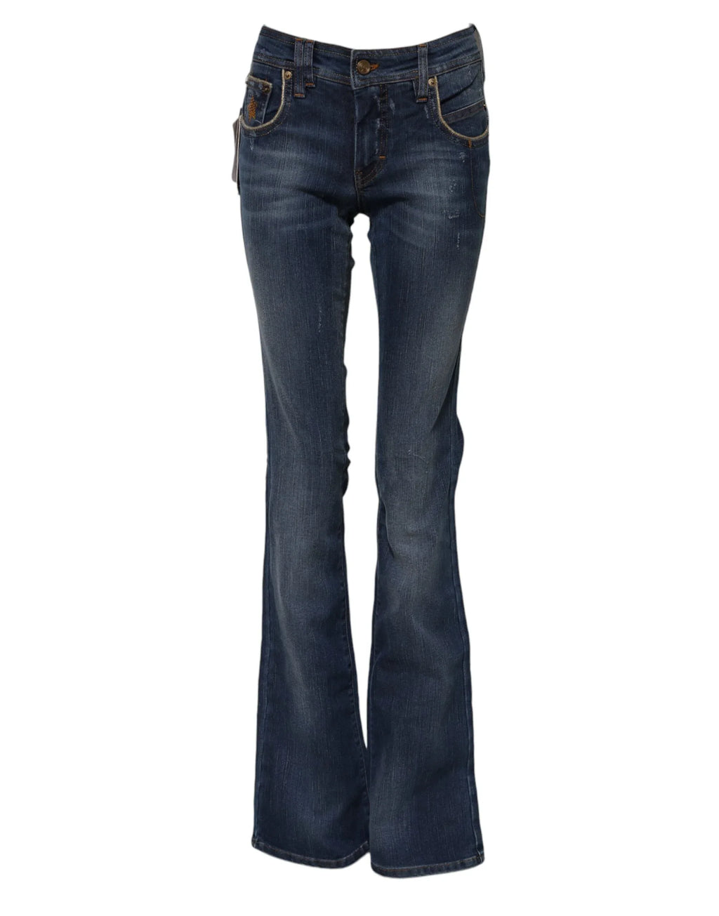 John Galliano Blue Cotton Mid Waist Wide Leg Denim Jeans - Zeiniez