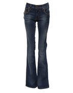 John Galliano Blue Cotton Mid Waist Wide Leg Denim Jeans