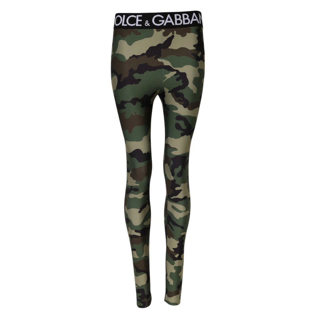 Dolce & Gabbana Multicolor Camouflage DG Waist Leggings Pants - Zeiniez