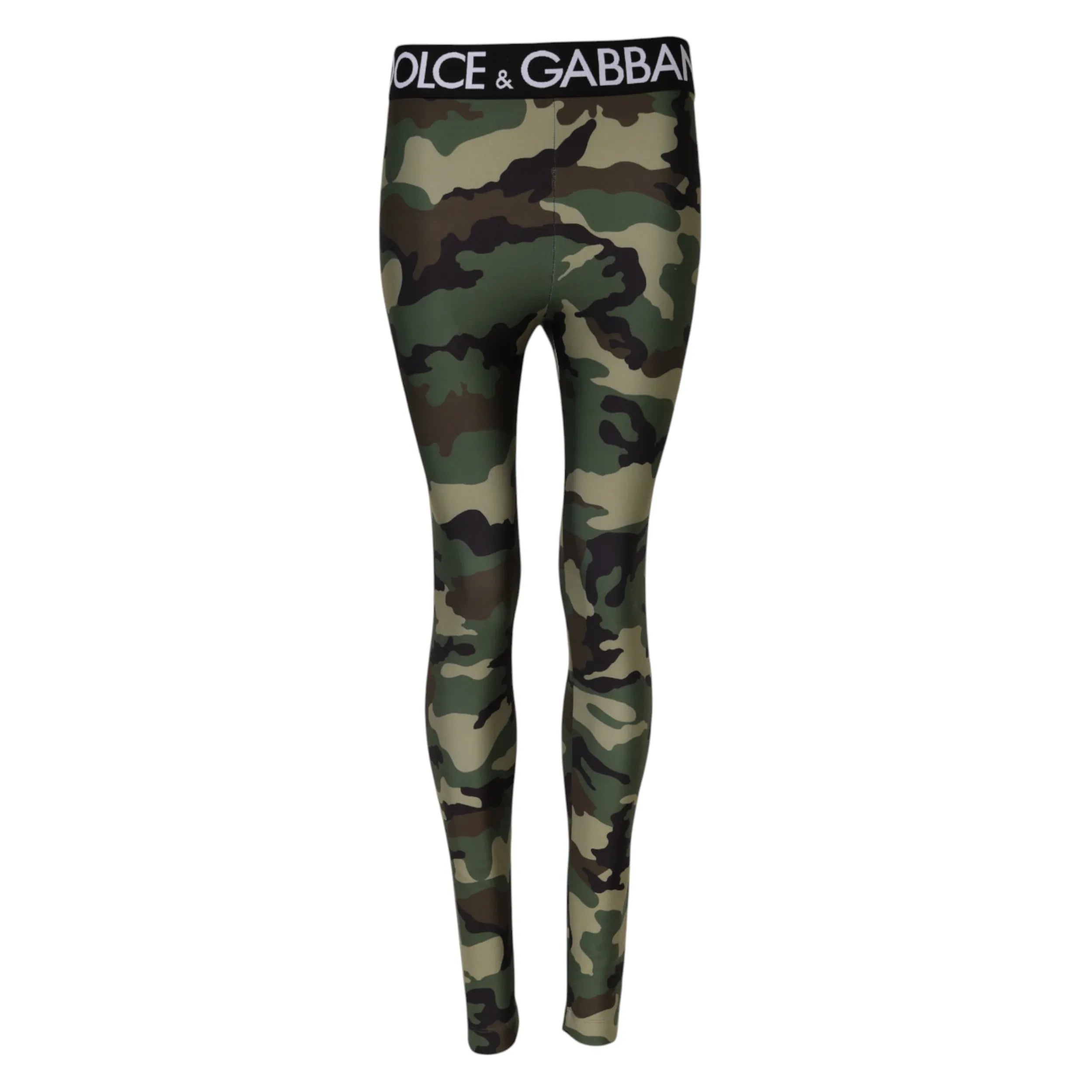 Dolce & Gabbana Multicolor Camouflage DG Waist Leggings Pants - Zeiniez