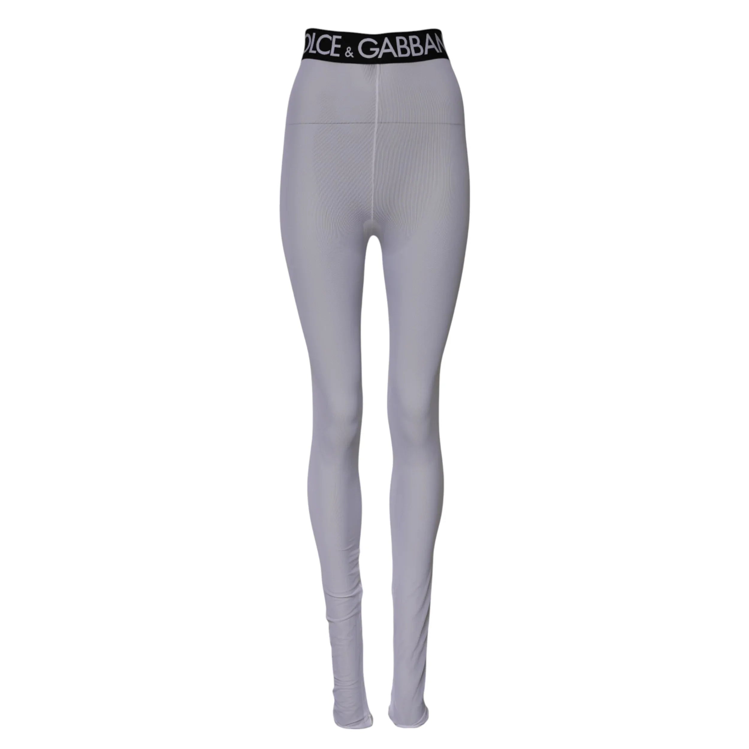 Dolce & Gabbana Gray Nylon DG Logo Mid Waisted Leggings Pants - Zeiniez