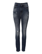Dolce & Gabbana Blue Washed Cotton High Waisted Denim Jeans