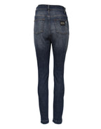 Dolce & Gabbana Blue Washed Cotton High Waisted Denim Jeans