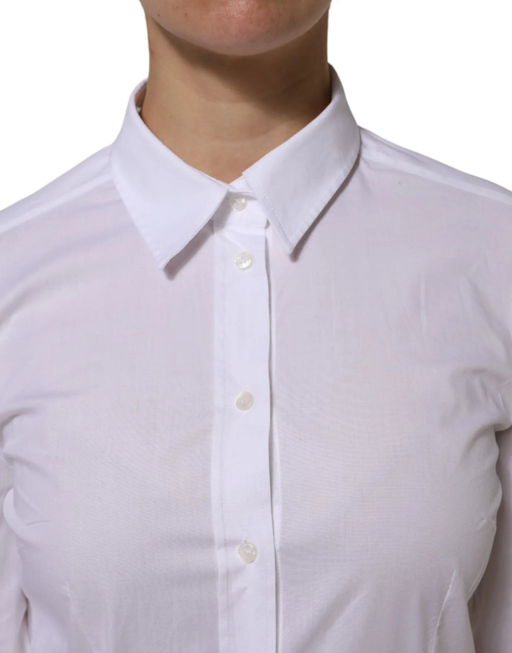 Dolce & Gabbana White Cotton Long Sleeves Collared Top Shirt - Zeiniez