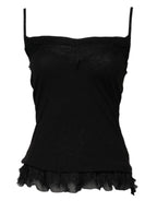 Scervino Street Black Wool Sleeveless Square Neck Tank Top - Zeiniez