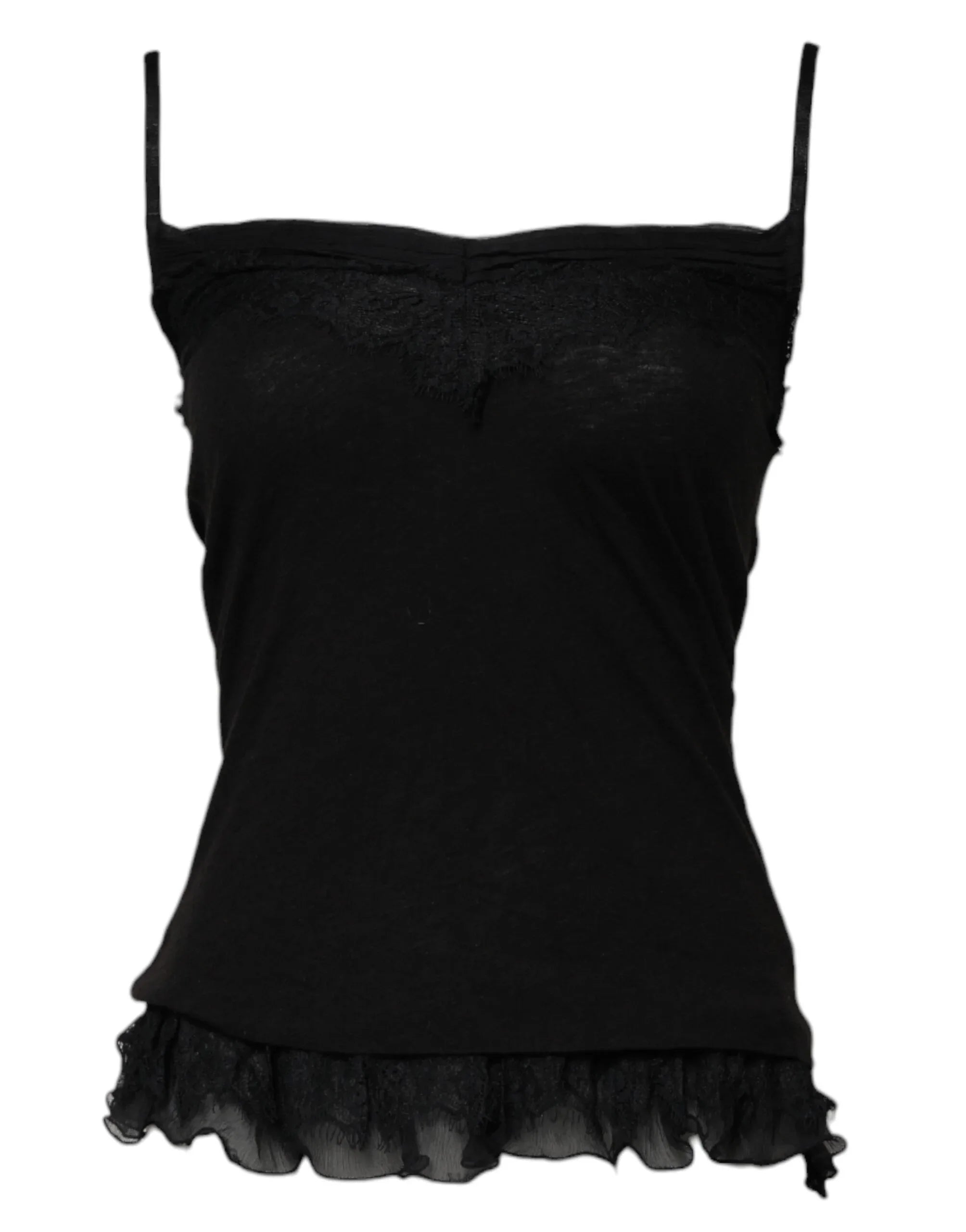 Scervino Street Black Wool Sleeveless Square Neck Tank Top - Zeiniez