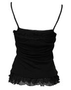 Scervino Street Black Wool Sleeveless Square Neck Tank Top - Zeiniez