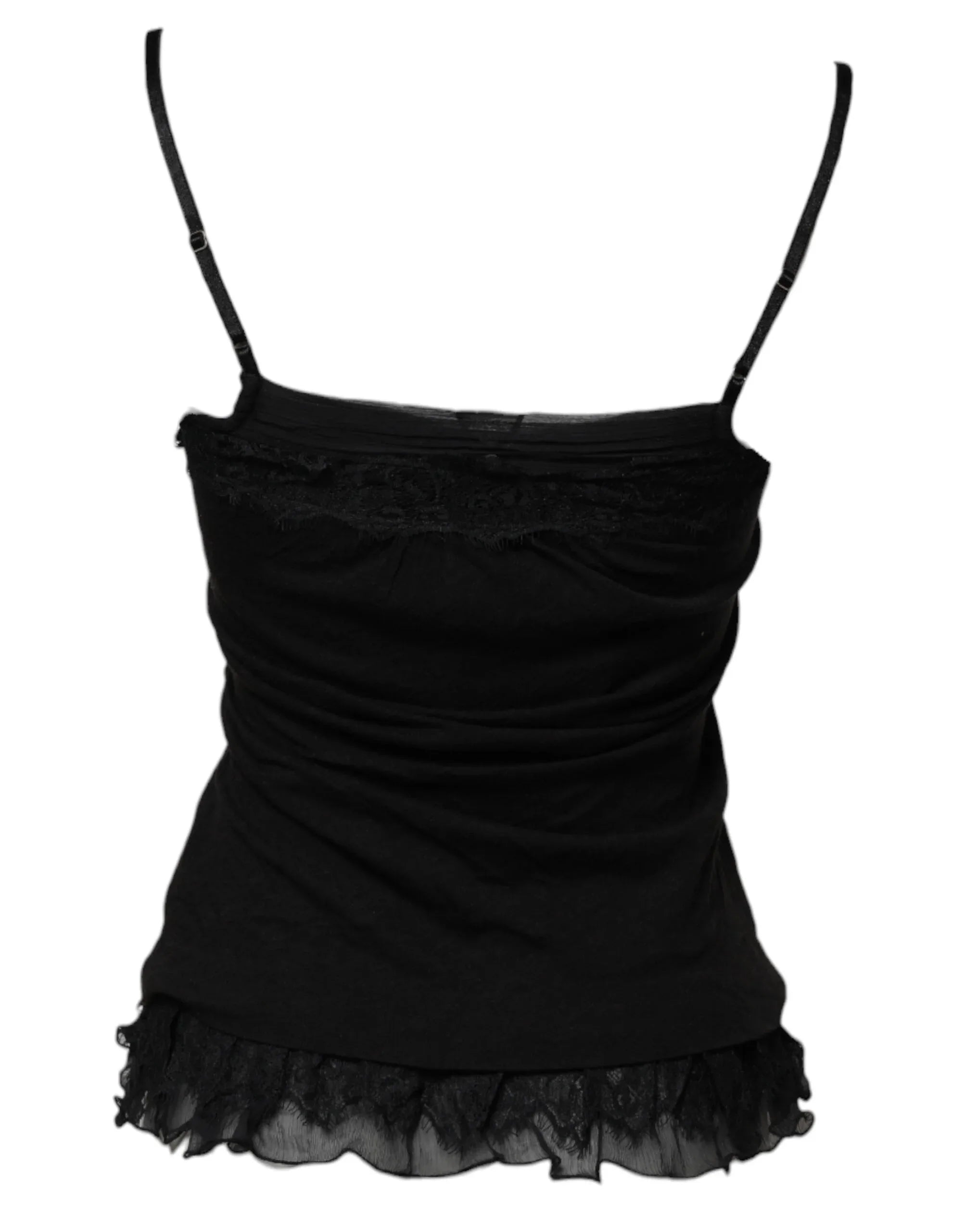 Scervino Street Black Wool Sleeveless Square Neck Tank Top - Zeiniez
