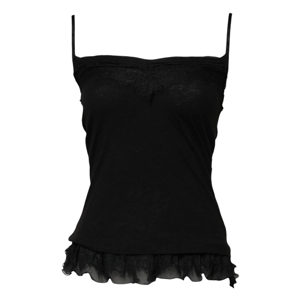 Scervino Street Black Wool Sleeveless Square Neck Tank Top - Zeiniez