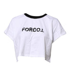 Dolce & Gabbana White Graphic Print Crew Neck Cropped T-shirt