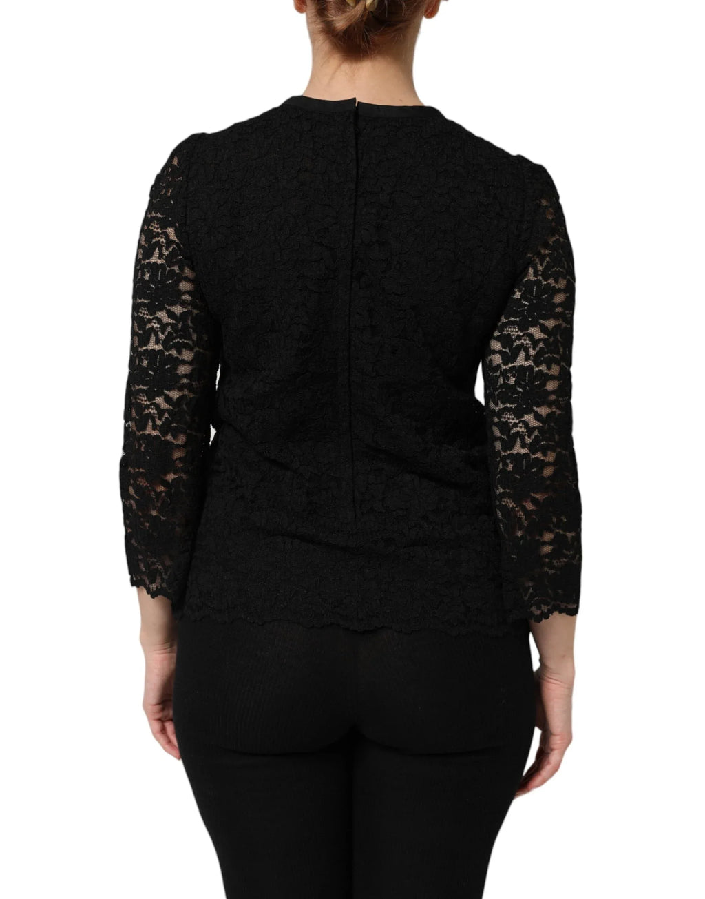 Dolce & Gabbana Black Nylon Lace Long Sleeve Blouse Top - Zeiniez