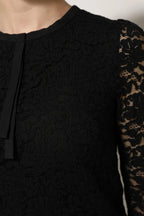 Dolce & Gabbana Black Nylon Lace Long Sleeve Blouse Top - Zeiniez