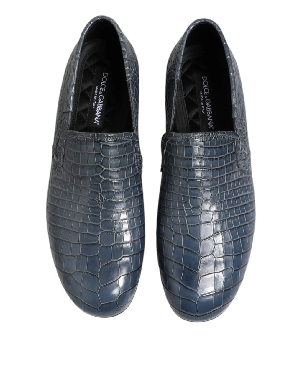 Dolce & Gabbana Blue Exotic Leather Slip On Loafers Men Dress Shoes - Zeiniez