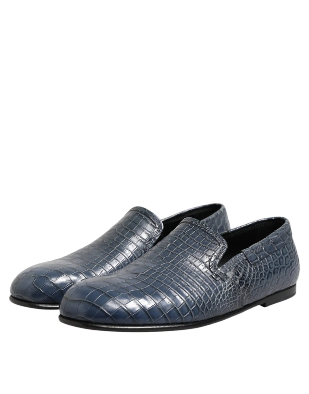 Dolce & Gabbana Blue Exotic Leather Slip On Loafers Men Dress Shoes - Zeiniez