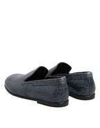 Dolce & Gabbana Blue Exotic Leather Slip On Loafers Men Dress Shoes