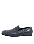 Dolce & Gabbana Blue Exotic Leather Slip On Loafers Men Dress Shoes - Zeiniez