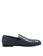 Dolce & Gabbana Blue Exotic Leather Slip On Loafers Men Dress Shoes - Zeiniez