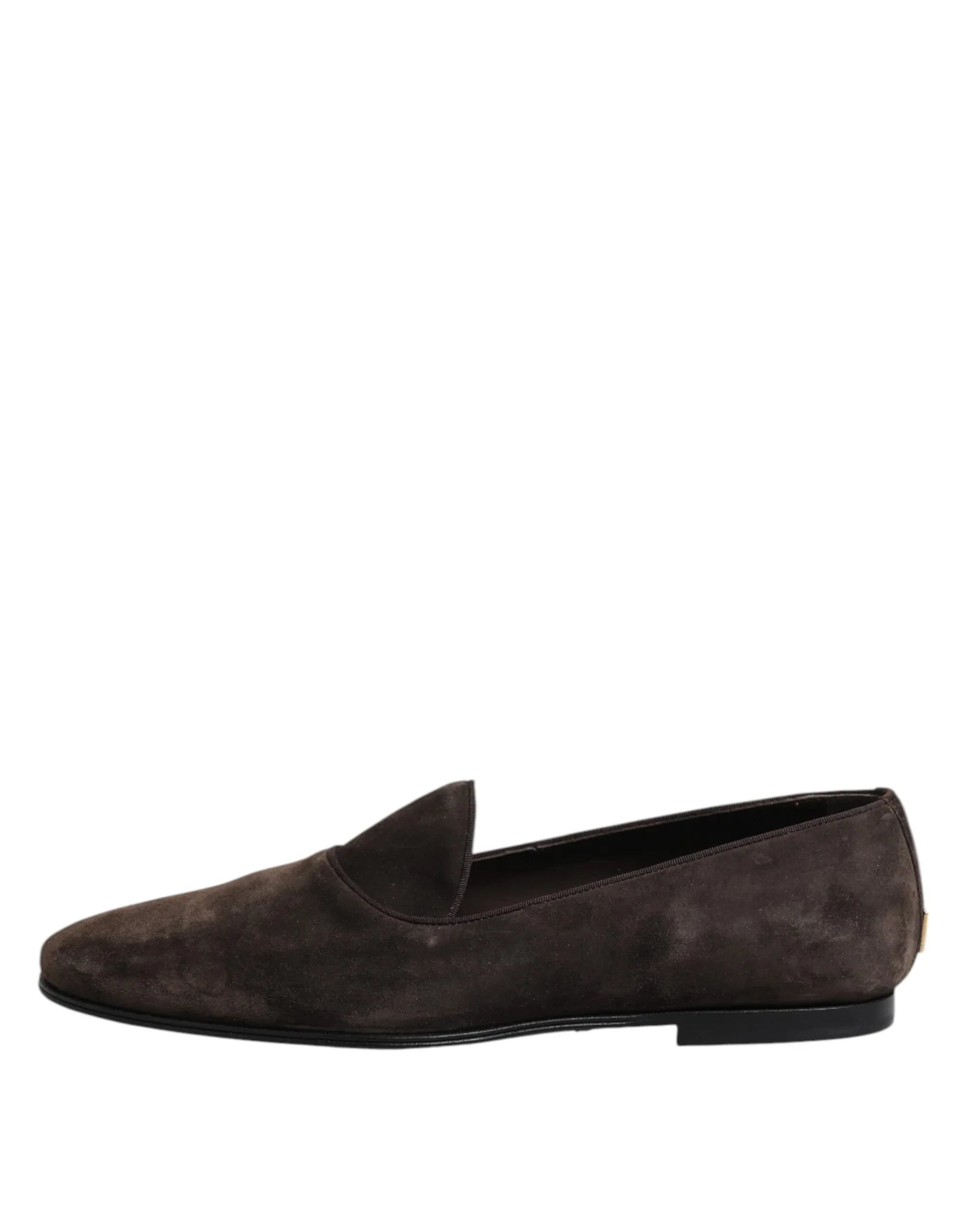 Dolce & Gabbana Brown Velvet Leather Slip On Loafers Shoes - Zeiniez