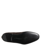 Dolce & Gabbana Brown Velvet Leather Slip On Loafers Shoes
