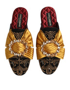 Dolce & Gabbana Multicolor Embellished Flat Sandals Shoes