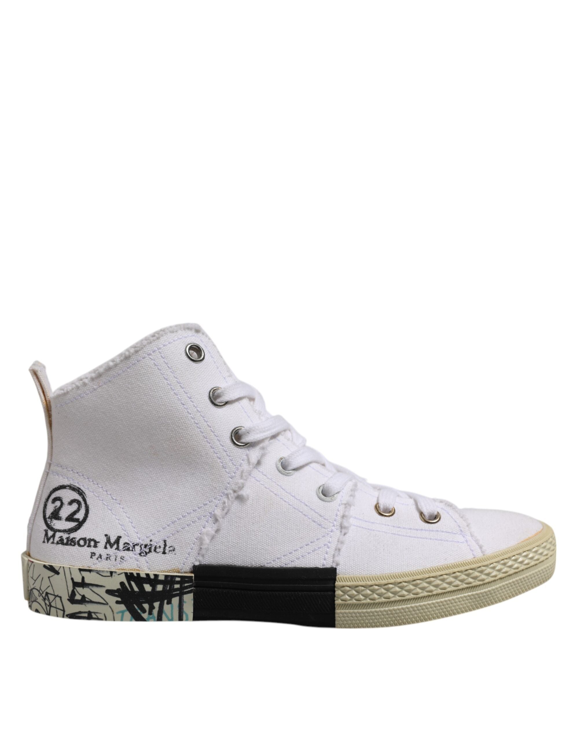Maison Margiela White Lace Up Mid Top Women Sneakers Shoes - Zeiniez