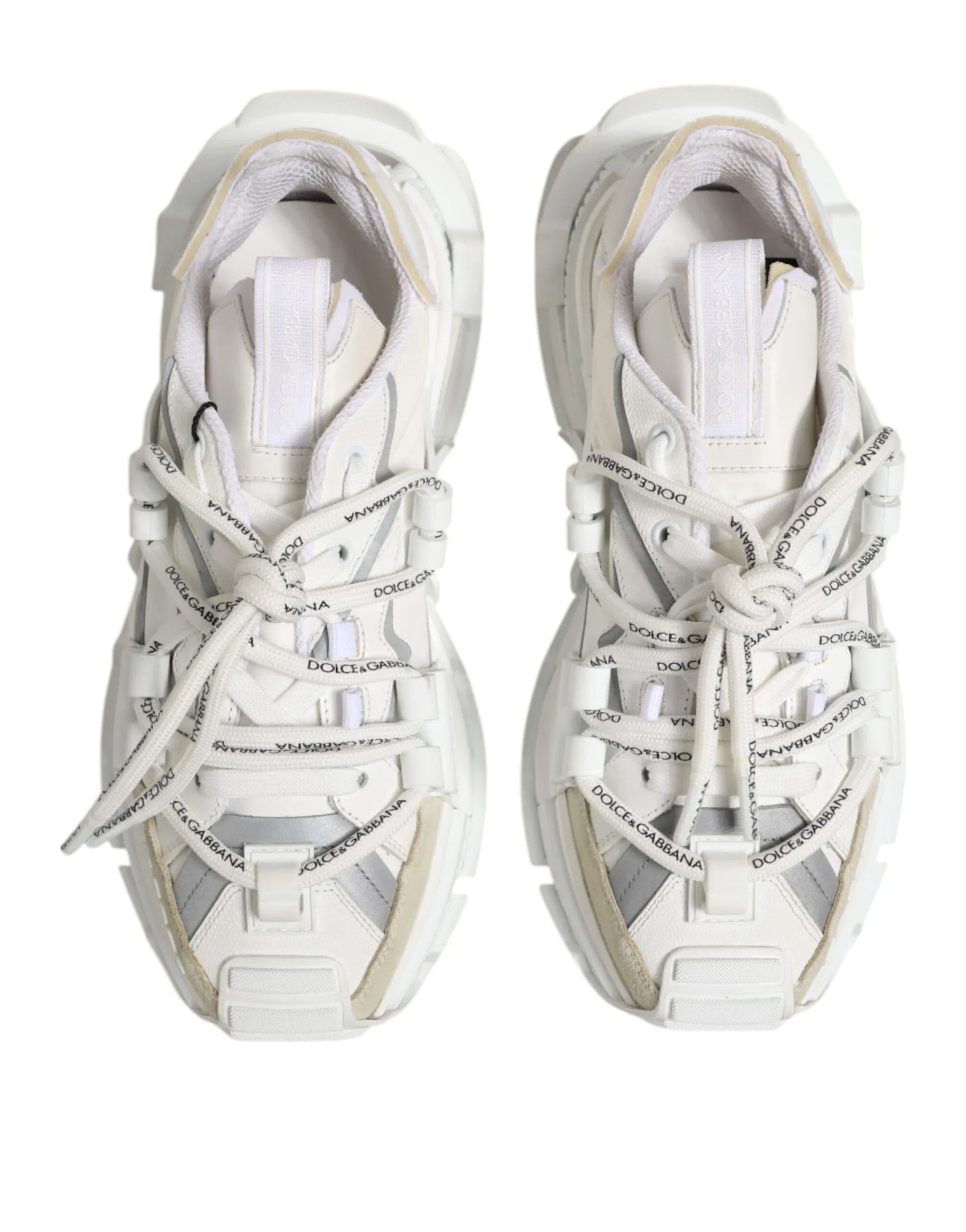 Dolce & Gabbana White Gray Low Top Space Sneakers Shoes - Zeiniez