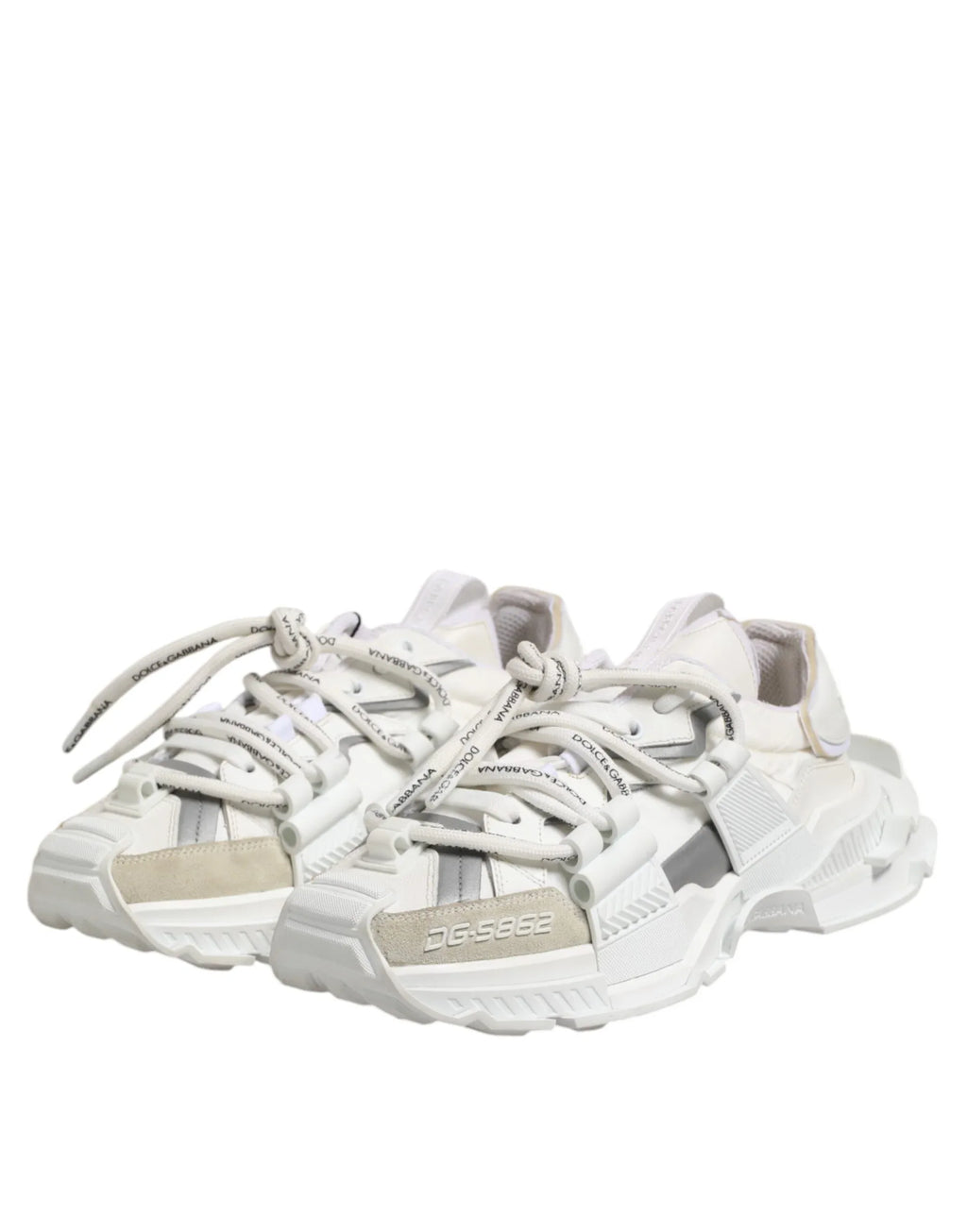 Dolce & Gabbana White Gray Low Top Space Sneakers Shoes - Zeiniez