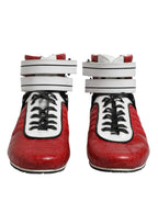 Dolce & Gabbana Red Quilted Leather Lace Up Sneakers Shoes - Zeiniez