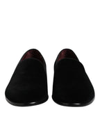Dolce & Gabbana Black Velvet Slip On Loafers Formal Shoes - Zeiniez