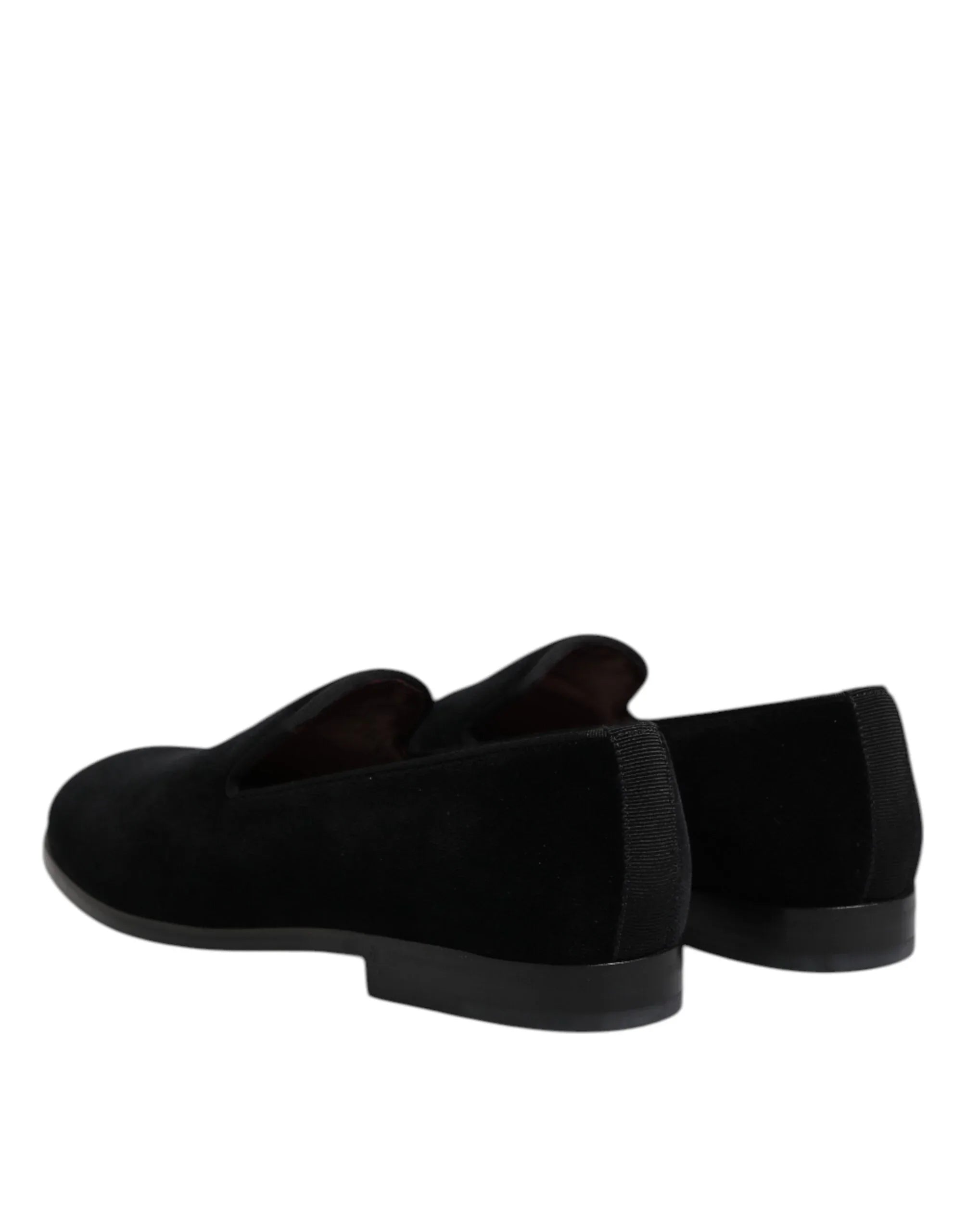 Dolce & Gabbana Black Velvet Slip On Loafers Formal Shoes - Zeiniez