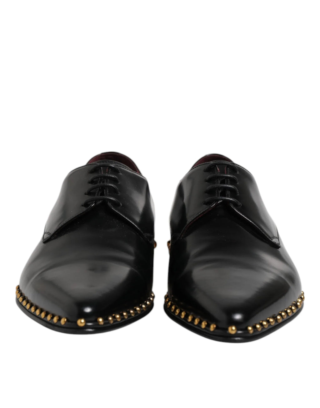 Dolce & Gabbana Black Leather Studded Derby Men Dress Shoes - Zeiniez