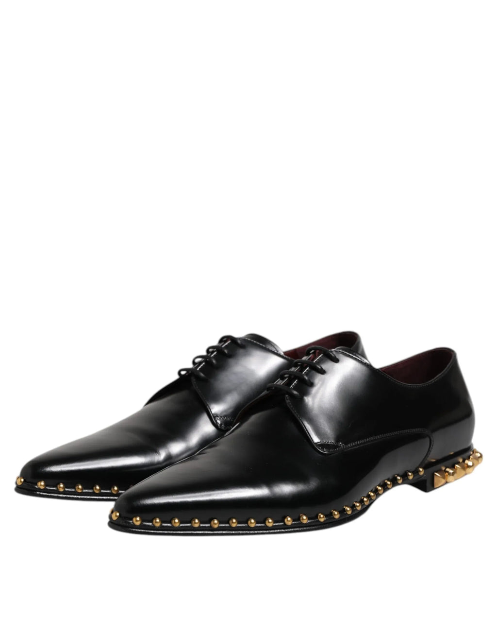 Dolce & Gabbana Black Leather Studded Derby Men Dress Shoes - Zeiniez