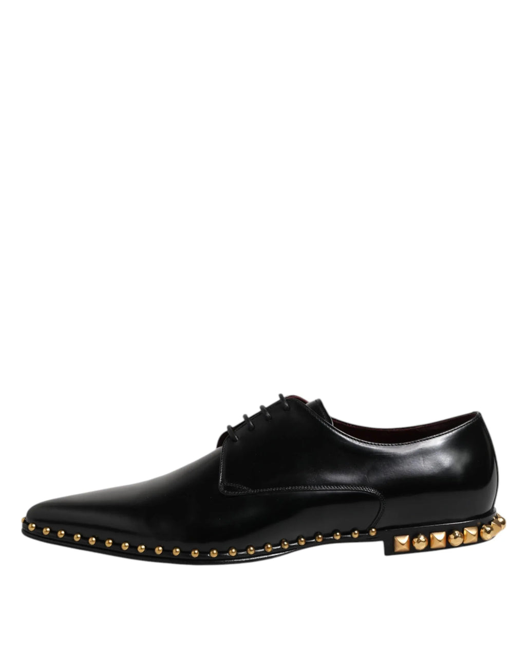 Dolce & Gabbana Black Leather Studded Derby Men Dress Shoes - Zeiniez