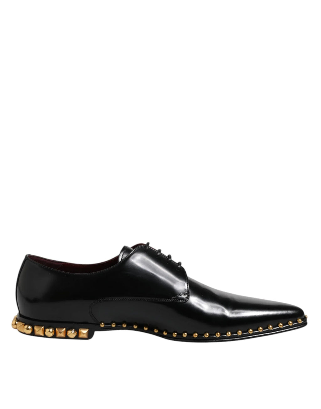 Dolce & Gabbana Black Leather Studded Derby Men Dress Shoes - Zeiniez