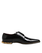 Dolce & Gabbana Black Leather Studded Derby Men Dress Shoes - Zeiniez