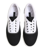 Dolce & Gabbana Black Cotton Canvas Lace Up Men Sneakers Shoes - Zeiniez