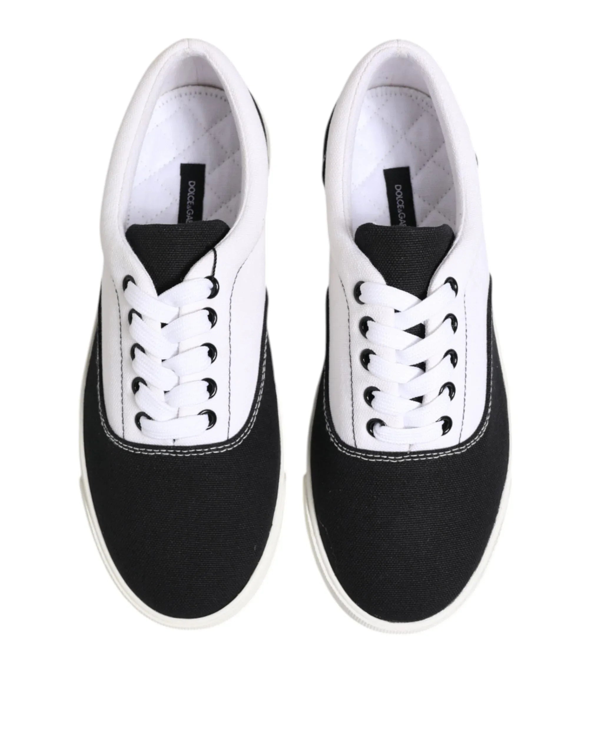 Dolce & Gabbana Black Cotton Canvas Lace Up Men Sneakers Shoes - Zeiniez